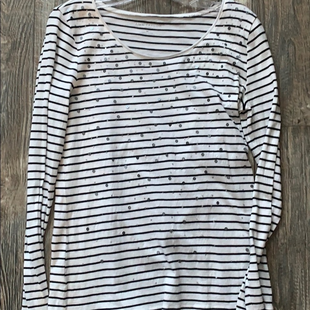 Ann Taylor Sequin long sleeve top